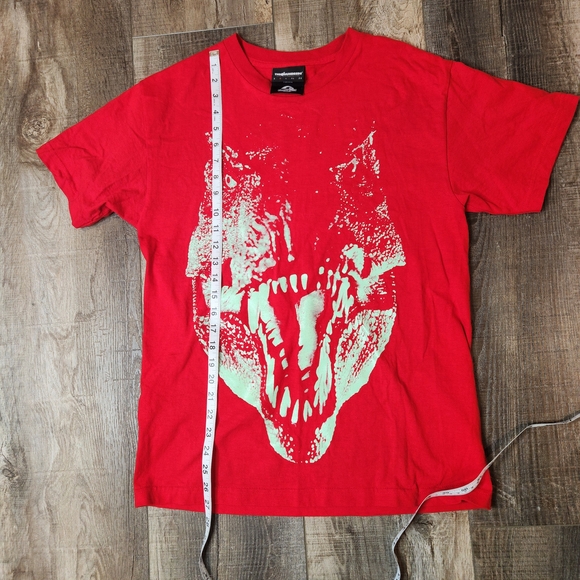 The Hundreds x Jurassic Park T-Rex T-Shirt Mens M Red Glow In The Dark - Picture 4 of 5